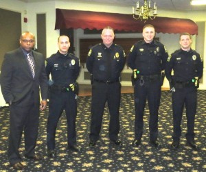 Kennett Square Police Officer Jeremiah D. Boyer (left) poses with a group of officers who came to support him from the Westtown-East Goshen Regional force, where Boyer also worked part time. 