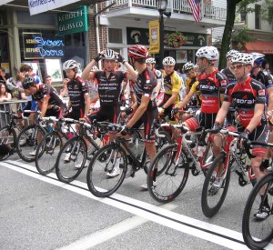 The pro racers ready their equipment before beginning the race.