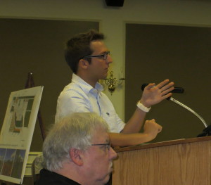 Chris Stejskal, an intern at Maffei Landscape Design, LLC., provides Borough Council with an exterior vision for the new Public Works facility that includes a community garden.