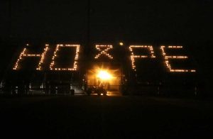 The word HOPE was spelled out in luminaries that were each in honor of or in memory of a person and their fight against cancer.